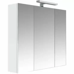 Allibert - Armoire De Toilette éclairante 80 Cm 3 Portes Miroirs Blanc Brillant Prise UTE - JUNO