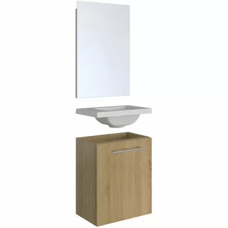 ALLIBERT Ensemble Meuble Lave-mains Avec Miroir BELEM PACK - L 40 X H 51 X P 25 Cm - 40 Cm- Couleur Chêne - Chêne Hamilton 1 ALLIBERT Ensemble Meuble Lave-mains Avec Miroir BELEM PACK - L 40 X H 51 X P 25 Cm - 40 Cm- Couleur Chêne - Chêne Hamilton