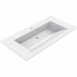 ALLIBERT Meuble De Salle De Bain PESARO Blanc Alpin 80 Cm + Plan Vasque SLIDE + Armoire De Toilette 2 Portes Miroir - Blanc Alpin -ALLIBERT Soldes Magasin 17012615 3