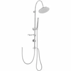 ALLIBERT Colonne De Douche JUBBA - Pommeau De Tête Orientable Diamètre 20cm Et Douchette 1 Jet En ABS Chromé - Chromé Brillant