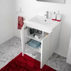 ALLIBERT Meuble De Salle De Bain LIVO 2 Portes 60 Cm Avec éclairage LED 6 W Et Miroir Blanc Brillant - Blanc -ALLIBERT Soldes Magasin 17808261 3