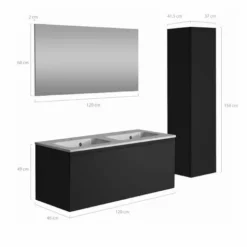ALLIBERT Meuble De Salle De Bain NORDIK Noir Ultra Mat 120 Cm + Plan Vasque STYLE + Miroir DEKO 120x60 Cm + Colonne - Noir -ALLIBERT Soldes Magasin 18165190 3