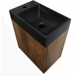 ALLIBERT Meuble Lave-mains JAVA PACK Noyer + Vasque Noire 40,2 X 48,6 X 25,1 Cm - Noyer -ALLIBERT Soldes Magasin 18513287 3