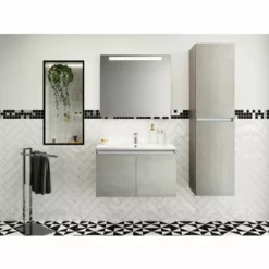 ALLIBERT Meuble Sous-vasque 80 Cm 2 Portes PESARO Béton Chicago - Béton Chicago -ALLIBERT Soldes Magasin 18823867 3