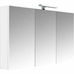 ALLIBERT Armoire De Salle De Bain 120 Cm Avec éclairage LED Et Bloc Prise JUNO 3 Portes Miroir Triptyque Blanc Brillant - Blanc