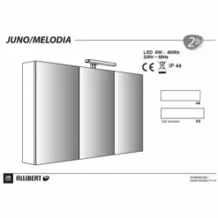 ALLIBERT Armoire De Salle De Bain 120 Cm Avec éclairage LED Et Bloc Prise JUNO 3 Portes Miroir Triptyque Blanc Brillant - Blanc -ALLIBERT Soldes Magasin 19269922 3