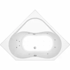 ALLIBERT Baignoire Balnéo D'angle INOA DOLCEA - Massage Eau + Air - Chromothérapie 145 X 145 Cm - Blanc