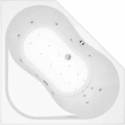 ALLIBERT Baignoire Balnéo D'angle INOA INTENSEA - Massage Eau + Air - Chromothérapie 145 X 145 Cm - Blanc