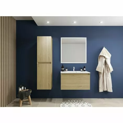 ALLIBERT Meuble Sous-vasque 80 Cm à Suspendre FANGORN 2 Tiroirs 80 X 45 X 46 Cm - Couleur Chêne - Chêne Sona 2 ALLIBERT Meuble Sous-vasque 80 Cm à Suspendre FANGORN 2 Tiroirs 80 X 45 X 46 Cm - Couleur Chêne - Chêne Sona – Image 2