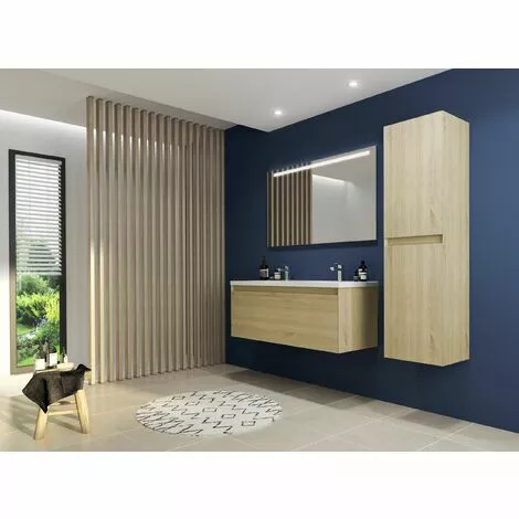 ALLIBERT Meuble Sous-vasque 120 Cm à Suspendre FANGORN 2 Tiroirs 120 X 45 X 46 Cm - Couleur Chêne - Chêne Sona 2 ALLIBERT Meuble Sous-vasque 120 Cm à Suspendre FANGORN 2 Tiroirs 120 X 45 X 46 Cm - Couleur Chêne - Chêne Sona – Image 2