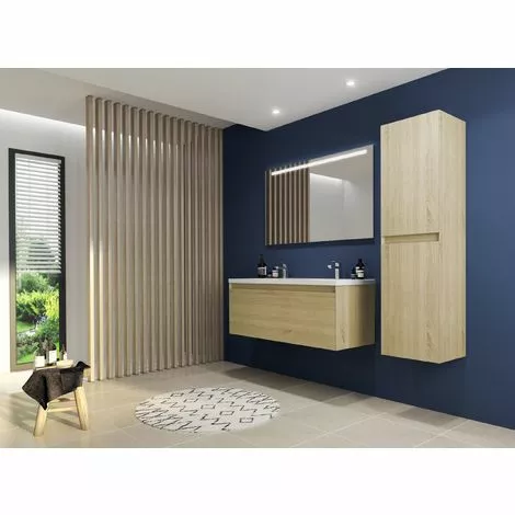 ALLIBERT Colonne De Salle De Bain FANGORN 2 Portes Fermeture Progressive 40 X 150 X 35 Cm Couleur Chêne - Chêne Sona 2 ALLIBERT Colonne De Salle De Bain FANGORN 2 Portes Fermeture Progressive 40 X 150 X 35 Cm Couleur Chêne - Chêne Sona – Image 2