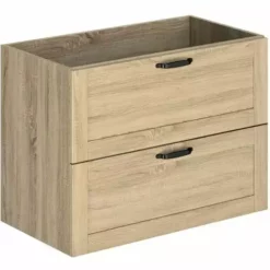 ALLIBERT Meuble Sous-vasque 80 Cm à  Suspendre CAMBRIDGE - 2 Tiroirs Bois à  Fermeture Progressive Couleur Chêne - Chêne Hamilton