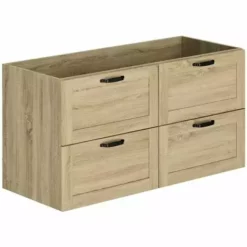 ALLIBERT Meuble Sous-vasque 120 Cm à Suspendre CAMBRIDGE - 4 Tiroirs Bois à Fermeture Progressive Couleur Chêne - Chêne Hamilton