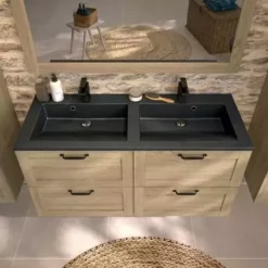 ALLIBERT Meuble Sous-vasque 120 Cm à  Suspendre CAMBRIDGE - 4 Tiroirs Bois à  Fermeture Progressive Couleur Chêne - Chêne Hamilton -ALLIBERT Soldes Magasin 19868420 3