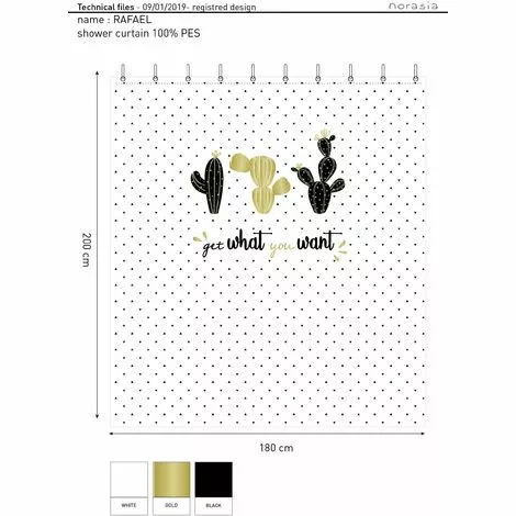 ALLIBERT Rideau De Douche CACTUSA 180 X 200 Cm - Decor 2 ALLIBERT Rideau De Douche CACTUSA 180 X 200 Cm - Decor – Image 2