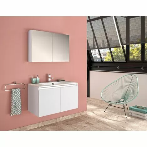 ALLIBERT Armoire De Toilette Avec Miroir Et Prise LOOK 80 Cm Blanc Alpin Brillant - Blanc Alpin 2 ALLIBERT Armoire De Toilette Avec Miroir Et Prise LOOK 80 Cm Blanc Alpin Brillant - Blanc Alpin – Image 2