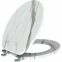 ALLIBERT Abattant WC En Bois Compressé Décor Marbre Blanc 4 Faces NATURO - Marbre Blanc -ALLIBERT Soldes Magasin 24401405 5