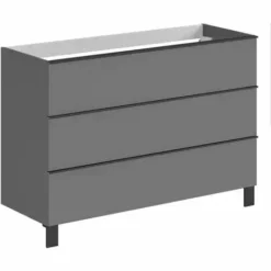 ALLIBERT Meuble Sous-vasque 120 Cm à Poser SANTIAGO 3 Tiroirs Fermeture Progressive - Gris Onyx - 120 X 75 X 46 Cm - Gris Onyx Mat