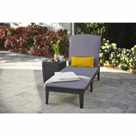 Chaise Longue Avec Coussin Jaipur Graphite Allibert - Gris 2 Chaise Longue Avec Coussin Jaipur Graphite Allibert - Gris – Image 2
