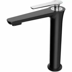 ALLIBERT Mitigeur Lavabo Haut FLY En Acier Inoxydable Avec Cartouche Céramique ACS 5,5 X 25,5 X 19cm - Noir / Chrome