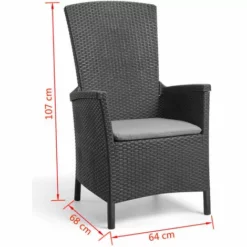 Chaise Inclinable De Jardin Vermont Graphite 238452 Allibert - Gris -ALLIBERT Soldes Magasin 3528371 3