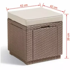 Pouf De Rangement Cube Cappuccino Allibert -ALLIBERT Soldes Magasin 3528373 3