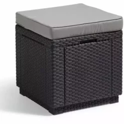 Pouf De Rangement Cube Graphite 213785 Allibert - Gris
