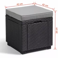 Pouf De Rangement Cube Graphite 213785 Allibert - Gris -ALLIBERT Soldes Magasin 3532278 3