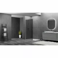 ALLIBERT Porte De Douche Walk In COLORS - Verre Fumé 8 Mm - Entretien Facile - Chromé - Réversible - 87-90 X 200 Cm