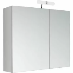 ALLIBERT Armoire De Toilette éclairante 2 Portes Miroir KLE'O 60 Cm Blanc Mat - Blanc