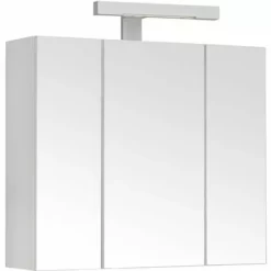 ALLIBERT Armoire De Toilette éclairante PIAN'O 60cm - 3 Portes Miroir éclairage LED Et Prise Blanc Mat - Blanc