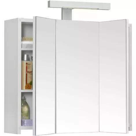 ALLIBERT Armoire De Toilette éclairante PIAN'O 60cm - 3 Portes Miroir éclairage LED Et Prise Blanc Mat - Blanc 2 ALLIBERT Armoire De Toilette éclairante PIAN'O 60cm - 3 Portes Miroir éclairage LED Et Prise Blanc Mat - Blanc – Image 2