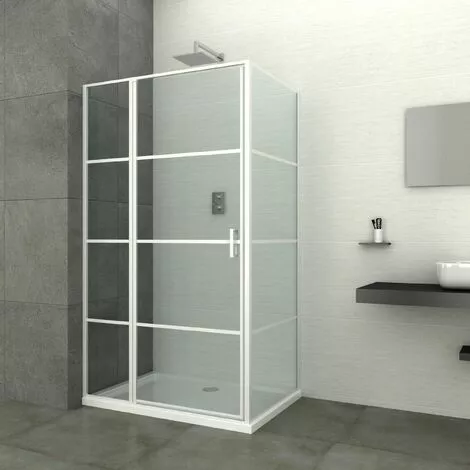 ALLIBERT Paroi Walk In Close LOFT-GAME à Carreaux -anti Calcaire - Fermeture Magnétique -noir - 117-119 X 87-89 X 200cm 1 ALLIBERT Paroi Walk In Close LOFT-GAME à Carreaux -anti Calcaire - Fermeture Magnétique -noir - 117-119 X 87-89 X 200cm