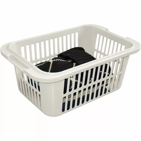 ALLIBERT Panier À Linge Curver Lingo Blanc 30L - Blanc Cassé 2 ALLIBERT Panier À Linge Curver Lingo Blanc 30L - Blanc Cassé – Image 2