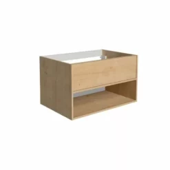 ALLIBERT Ensemble Meuble De Salle De Bain MARNY Chêne 2 Tiroirs 80 Cm + Plan Pour Vasque à Poser