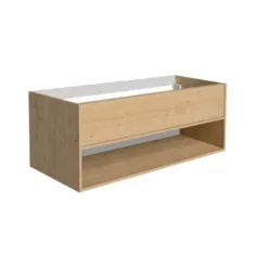ALLIBERT Ensemble Meuble De Salle De Bain MARNY Chêne 2 Tiroirs 120cm + Plan Pour Vasque à Poser
