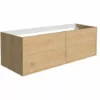 ALLIBERT Ensemble Meuble De Salle De Bain MARNY Chêne 4 Tiroirs 120cm + Plan Pour Vasque à Poser