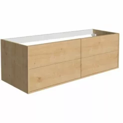 ALLIBERT Ensemble Meuble De Salle De Bain MARNY Chêne 4 Tiroirs 120cm + Plan Pour Vasque à Poser