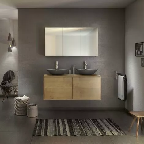 ALLIBERT Ensemble Meuble De Salle De Bain MARNY Chêne 4 Tiroirs 120cm + Plan Pour Vasque à Poser 3 ALLIBERT Ensemble Meuble De Salle De Bain MARNY Chêne 4 Tiroirs 120cm + Plan Pour Vasque à Poser – Image 3