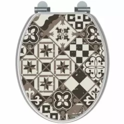 ALLIBERT ABATTANT BOIS COMPRESSE DECORE MOSAIK FREIN DE CHUTE 4.10KG