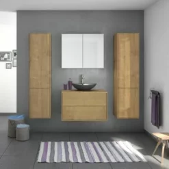 ALLIBERT Ensemble Meuble De Salle De Bain MARNY Chêne 2 Tiroirs 80 Cm + Plan Pour Vasque à Poser -ALLIBERT Soldes Magasin 68957390 3