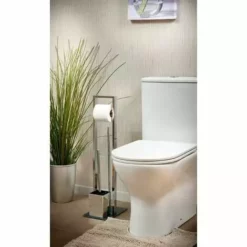 ALLIBERT Valet WC VERRY Avec Dérouleur Papier WC, Réserve Papier Et Brosse WC Chromé - Base En Verre Trempé - Chromé -ALLIBERT Soldes Magasin 8439673 3