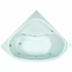 ALLIBERT Baignoire Balnéo D'angle LUCINA AQUAZEN 2 - Tablier Acrylique Inclus - 140x140 Cm - Blanc